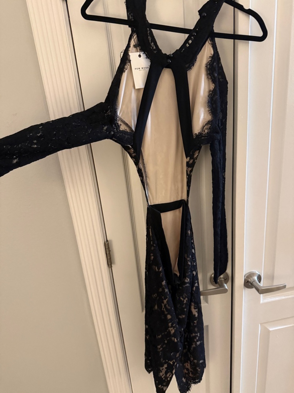 Black Lace Cutout Bodycon Dress